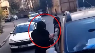 لحظه سرقت موبایل یک خانم از داخل خودرو