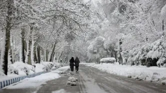 بارش اولین برف پاییزی در جاده چالوس+فیلم