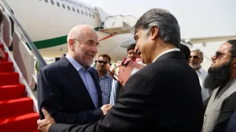 استقبال از قالیباف در بدو ورود به فرودگاه کراچی