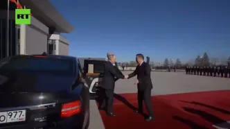 سنگ تمام در استقبال از پوتین در قرقیزستان +فیلم