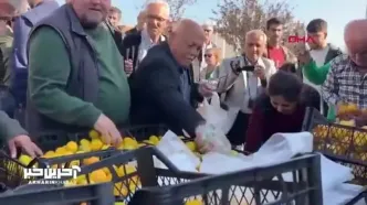 ببینید؛ اعتراض کشاورزان با توزیع رایگان نارنگی‌ها