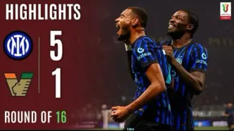 ویدیو| خلاصه بازی اینتر ۵ - ونتزیا ۱/ صعود بی دردسر از یک هشتم