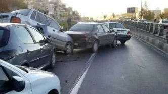 تصاویری از تصادف زنجیره‌ای شدید در اتوبان باقری