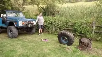 درآوردن کنده درخت از خاک به کمک فیزیک