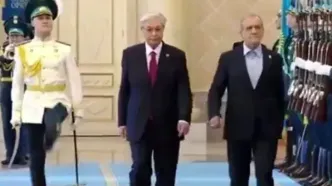 استقبال رسمی از پزشکیان در کاخ ریاست جمهوری قزاقستان