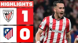 ویدیو| خلاصه بازی اتلتیک بیلبائو ۱ - اتلتیکو مادرید ۰/ فاصله با صدر ۹ امتیاز شد!