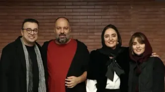 قاب مشترک هنرمندان در سالن نمایش؛ وقتی کمند امیرسلیمانی و علی اوجی مهمان تئاتر می‌شوند!