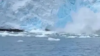 ثبت لحظه‌ای نادر از فروپاشی یخچال طبیعی در قطب جنوب