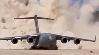 تیک‌آف خیره‌کننده هواپیمای سی 17 گلوبمستر از باند خاکی