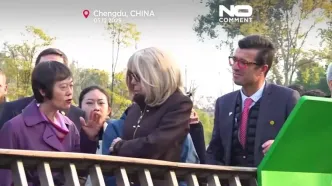 بانوی اول فرانسه از مرکز پرورش پانداها بازدید کرد