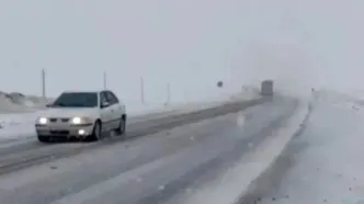 فیلم بارش برف در محور سنقر به همدان
