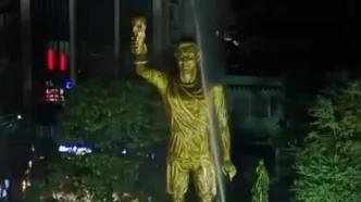 ویدیو| رونمایی از مجسمه غول‌پیکر لیونل مسی در کلکته هند