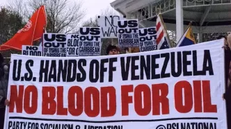 تجمع مقابل کاخ سفید در مخالفت با توطئه علیه ونزوئلا/ ویدئو