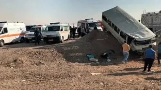 فیلم صحنه واژگونی مینی بوس دانش آموزان در سمنان