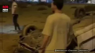 ببینید؛ تصادف زنجیره‌ای سه خودرو در اتوبان قشم