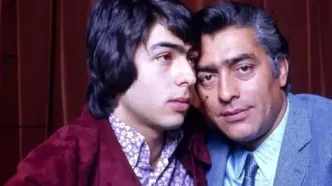 «فردین» به همراه پسرش «سعید» در یک کافه در تهران؛ دهه 50