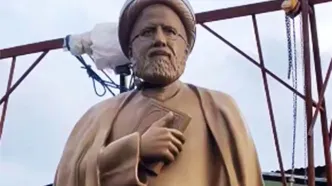 پل شهید رئیسی اردبیل با مجسمه رئیس‌جمهور کامل شد