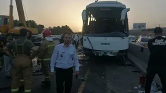 ترافیک سنگین در مسیر تهران–کرج پس از واژگونی اتوبوس