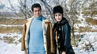 سفر در زمان؛ تصویر بهروز وثوقی و پوری بنایی در فیلم «دنیای آبی» سال ۱۳۴۸