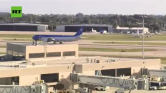 لحظه فرود هواپیمای نتانیاهو در آمریکا/ نخست وزیر اسرائیل به فلوریدا رسید+فیلم