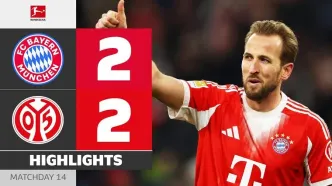 ویدیو| خلاصه بازی بایرن مونیخ ۲ - ماینتس ۲/ توقف مقابل ته‌جدولی‌ها