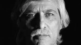 تصویری که بر روی مزار بهرام بیضایی نصب شد