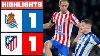 ویدیو| خلاصه بازی رئال سوسیداد ۱ - اتلتیکومادرید ۱/ دور و دورتر از بارسا و رئال!