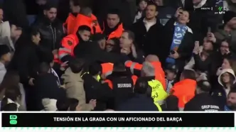 ویدئو: کری‌خوانی جنجالی بارساییِ تنها در محاصره خشم اسپانیولی‌ها