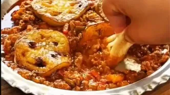 غذای خوشمزه با گوشت و بادمجان که هر بار دلتان را می‌برد