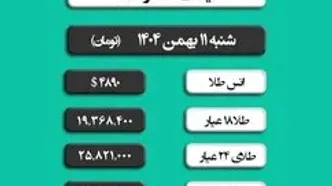 قیمت سکه و طلا امروز شنبه ۱۱ بهمن ۱۴۰۴ + ویدیو