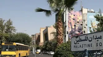 دیوارنگاره تازه میدان فلسطین پس از توییت اخیر علی لاریجانی