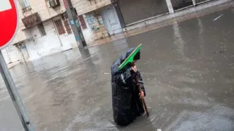 تصاویر؛ بارش باران و آبگرفتگی معابر در اهواز