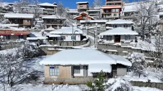 تصاویر هوایی از شهر زیرآب در برف