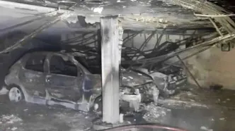 آتش سوزی یک ساختمان چهار طبقه در بزرگراه رسالت