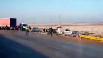 فلیم لحظه تصادف زنجیره ای در اتوبوان زنجان با 19 نفر مصدوم