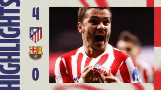 ویدیو| اتلتیکومادرید ۴ - بارسلونا ۰/ بلوگرانا نابود شد؛ فینال دور از دسترس