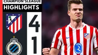 ویدیو| خلاصه بازی اتلتیکو مادرید ۴ - کلوب بروژ ۱/ هت تریک سورلوث