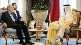دیدار لایجانی با امیر قطر در بدو ورود به دوحه