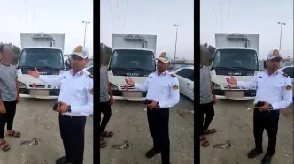 توقیف کامیون پر خطر در جاده بندرعباس توقیف