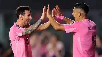 شادی گل پسران مسی و سوارز در اینترمیامی