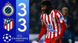 ویدیو| خلاصه بازی کلوب بروژ ۳ - اتلتیکو مادرید ۳/ فرار از شکست در دقیقه ۹۰