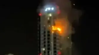 لحظۀ اصابت پهپاد به هتل محل اقامت آمریکایی‌ها/ویدیو