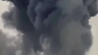 لحظه اصابت موشک اسرائیلی به غزه