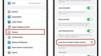غیرفعال‌کردن دوربین در لاک‌اسکرین آیفون iOS 26