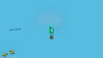 یک پهپاد ایرانی درحال فعالیت برفراز 
دریای عمان