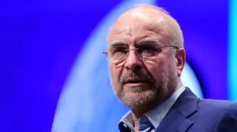 قالیباف هنگام قرائت پیام تسلیت در شبکه خبر + عکس