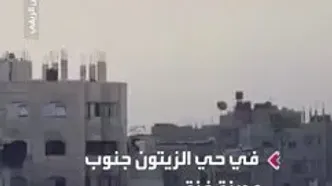 لحظه بمباران یک ساختمان مسکونی در غزه توسط جنگنده‌های اسرائیلی