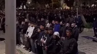 اقامه نخستین نماز تراویح در مسجدالاقصی پس از اعلام آغاز رمضان