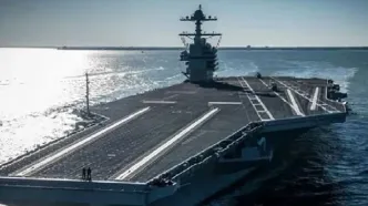 لحظه ورود ناو «جرالد فورد» به دریای مدیترانه