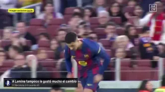 ویدئو: ناراحتی یامال از تعویض مقابل لوانته